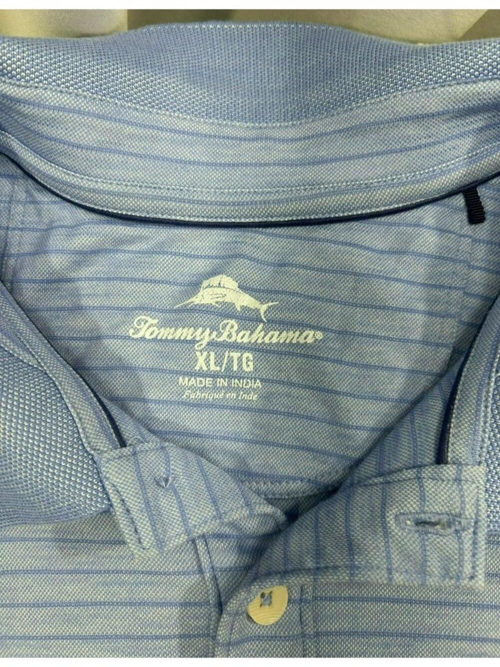 Tommy Bahama Mens XL Blue Striped Polo Shirt Short Sleeve Casual Wear - Picture 2 of 4